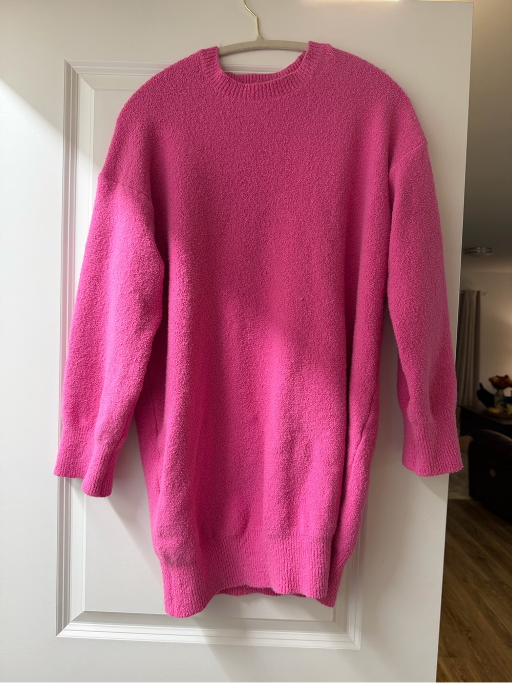 Anthropologie Bright Pink Crewneck Sweater